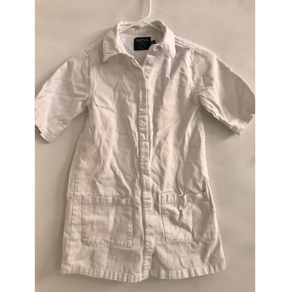 White cotton button-up mini dress